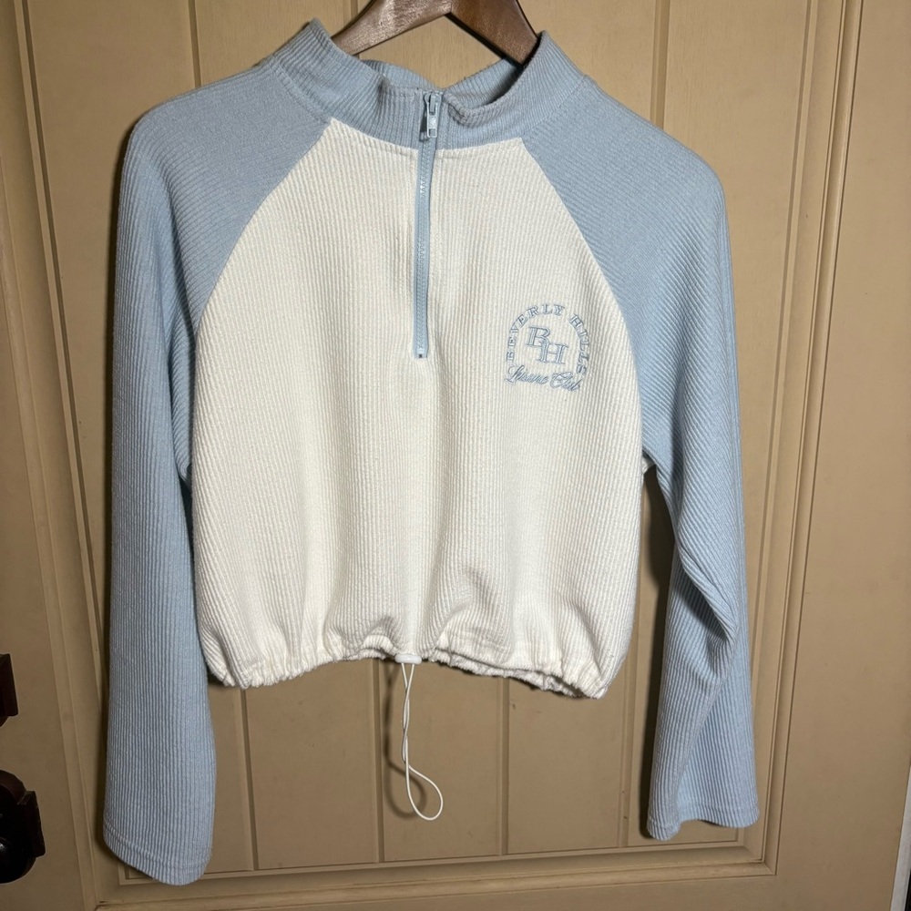 Forever 21 Light Blue and White Pullover Sweater